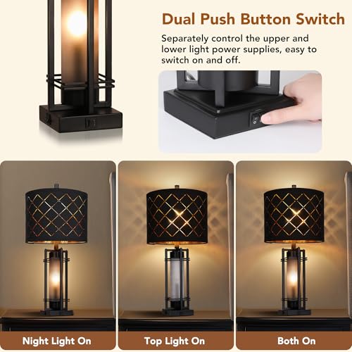 27'' Modern Table Lamp Set of 2 with Nightlight (2 Count)