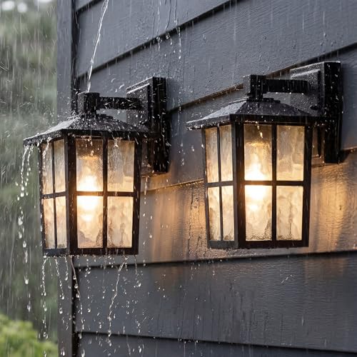 Black Outdoor Waterproof Modern Patio Wall Light Fixtures Set of 2 (2 Count)