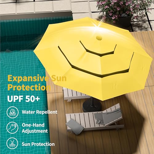 9ft 3 Tier Patio Umbrella with Solar Lights