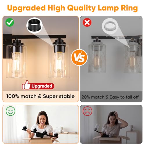 Black 4 Lights Bathroom Light Fixtures Over Mirror 27 Inches