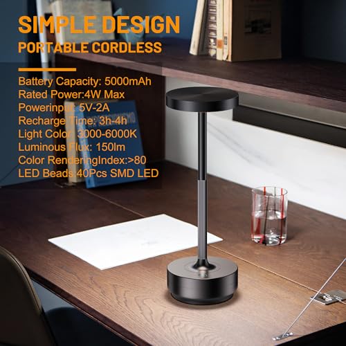 LED Cordless Table Lamp Rechargeable (2 Count)
