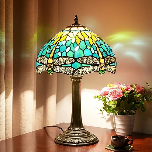 Tiffany Lamp Stained Glass Table Lamp for Living Room Bedroom Bedside Nightstand Home Office LED Bulb Included
