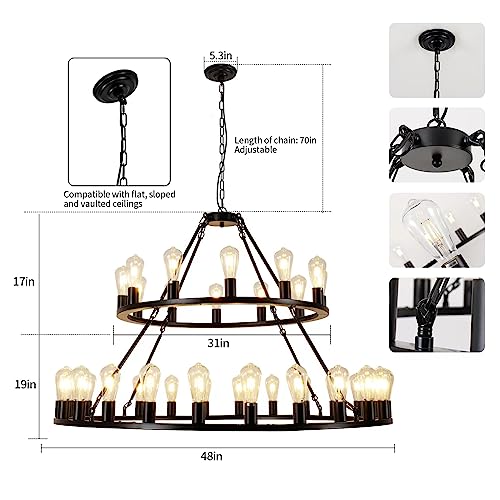Wagon Wheel Chandelier 2 Tier 48