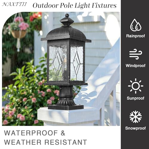 Dusk to Dawn Outdoor Post Lights Waterproof Aluminum Lamp Post Light Fixture Black Pole Lights Outdoor for Yard Patio Pathway Garden