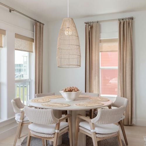 1 Light Boho Wicker Chandelier Lamp