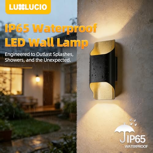 Black & Gold 11" Up & Down Indoor Outdoor LED Wall Sconce (Balck&Gold / 2 pack)