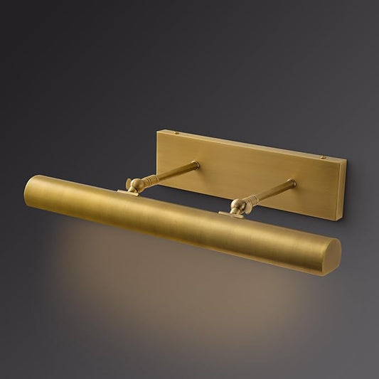 18" Brass Picture Light Hardwired Gold Linear Picture Light for Wall Gallery Art, Adjustable 270° Gold Dimmable Art Light Art Deco Sconce Lights for Painting Photo Artwork Library