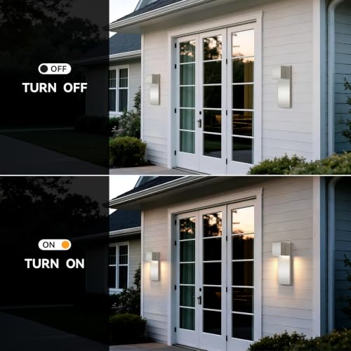2 Pack Modern LED Outdoor Wall Light (Nickel)
