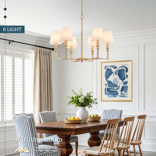 6 Light Candelabra Chandelier Dining Room Gold Linen Chandeliers 26in