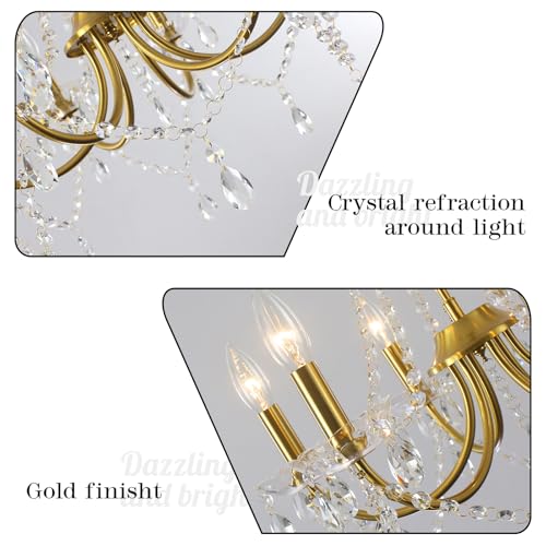 Crystal Gold Chandeliers for Dining Room Modern Ceiling Light Fixture