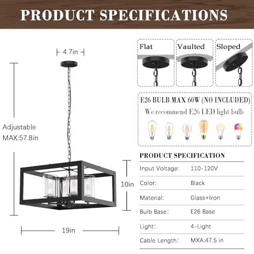 4 Light Black Chandelier
