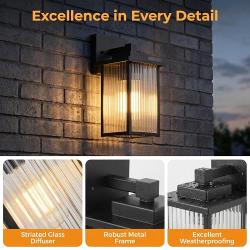 15 Inch Matte Black Outdoor Wall Light