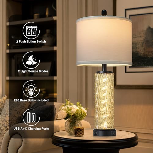 28" Crystal Table Lamp Set of 2 (2 Count)