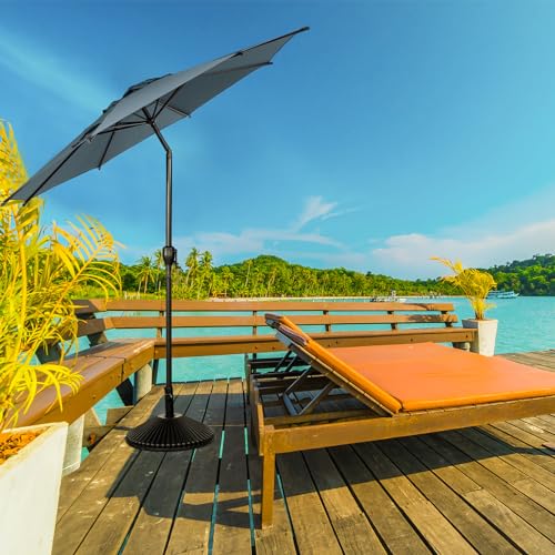 11FT Lyon Outdoor Patio Umbrella Outdoor Table Umbrella with Push Button Tilt and Crank Market Umbrella 8 Sturdy Ribs UV Protection Waterproof for Garden Deck Backyard Pool Grey