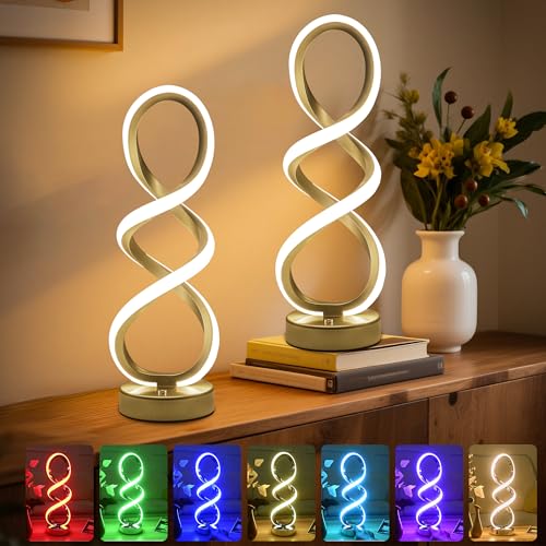 Modern Spiral LED RGB Table Lamp (2 Count)