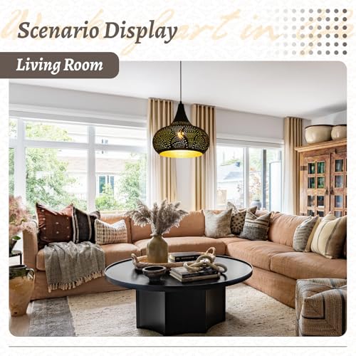 Black Pendant Light Fixture Vintage Hanging Lamp Hollow Chandelier