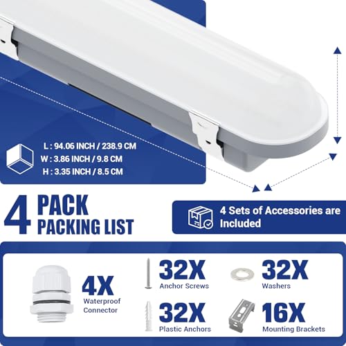 8FT LED Vapor Tight Light 120W (4 Count)