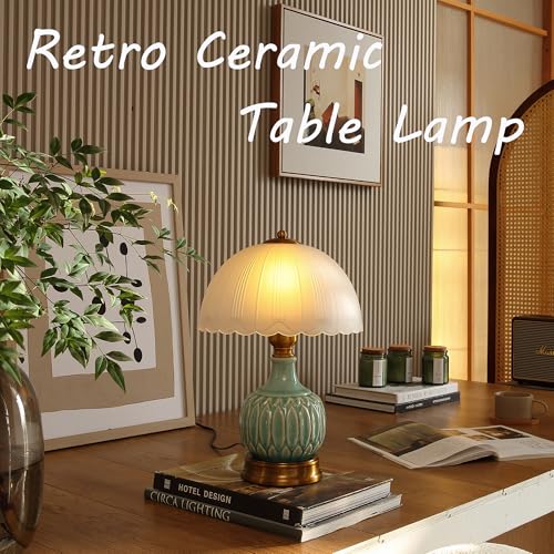 16" Vintage Ceramic Table Lamp for Bedroom