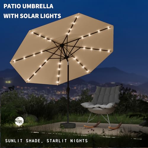9FT Patio Umbrella with Solar Lights