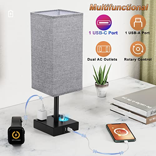 Grey Bedside Table Lamps Set of 2 (2 Count)