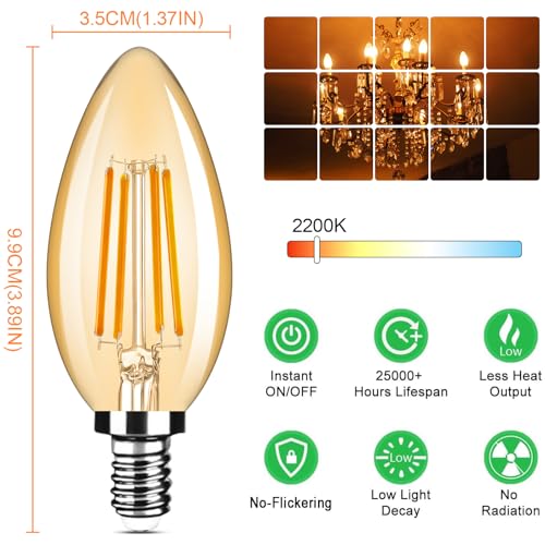 12 Pack Dimmable E12 LED Candelabra Bulbs 40Watt Equivalent (12 Count)