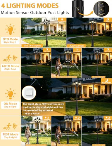 2Pack Motion Sensor Outdoor Post Lights