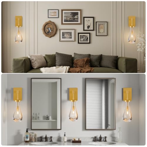 Raindrop Brass Crystal Wall Sconce (2 Count)