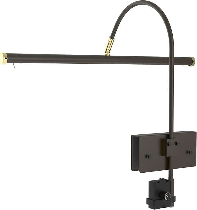 Cocoweb 19" LED Grand Piano Light in Mahogany Bronze with Brass Accents with Dimmer Clip - Aura Lighting