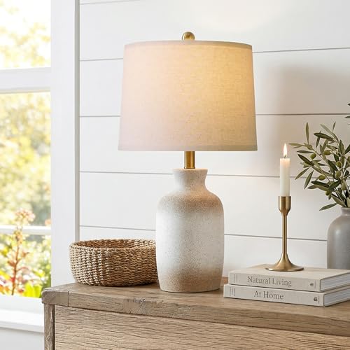 24'' Farmhouse Ceramic Table Lamp with Natural Textured Finish