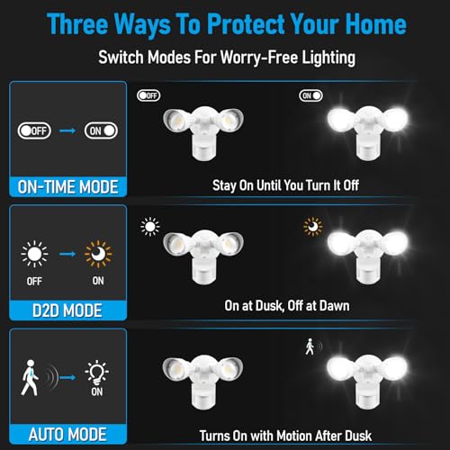 3CCT Motion Sensor Security Lights Dusk to Dawn IP65 White