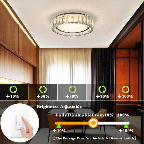 Dimmable Crystal Flush Mount Ceiling Light