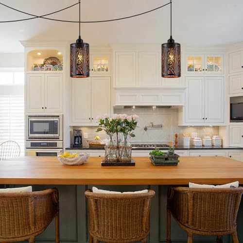 Industrial Black Plug in Pendant Light for Kitchen Island