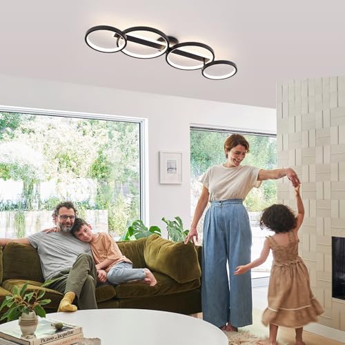 Modern LED Ceiling Light 60W Black Hallway Light Fixtures 4000K Aluminum Long Flush Mount LED Ceiling Lamp for Hallway