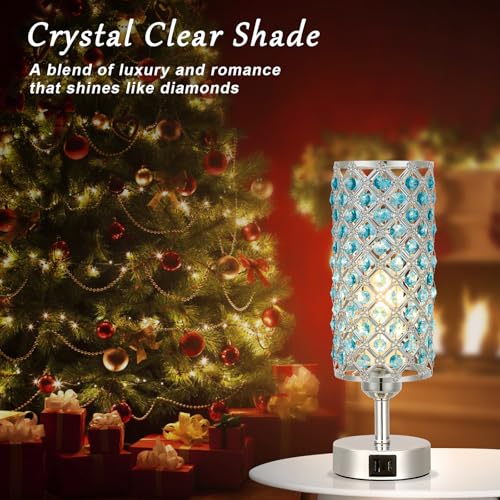 Blue Crystal Bedside Lamp