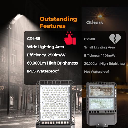 240W LED Parking Lot Light 60000LM Outdoor Street Lights 3 Pack (3 Count)