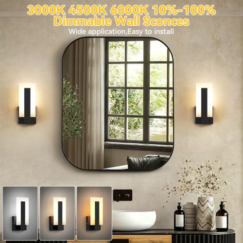 2 Pack Modern LED Wall Sconces (9.74inch 3000K- 6000K Dimmable)