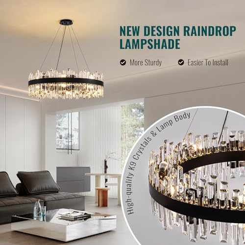 Modern Black Crystal Chandelier