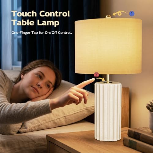 21" Modern Ceramic Table Lamp Set of 2 for Bedroom (2 Count)