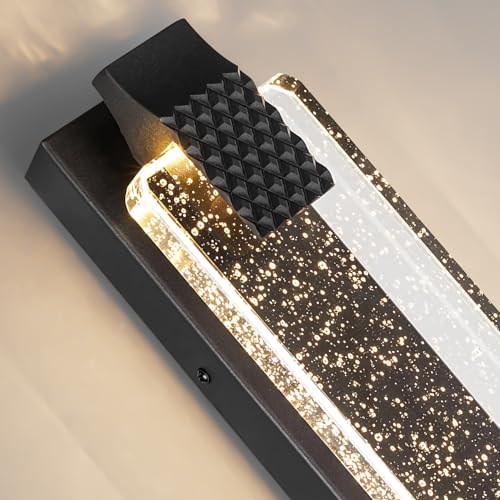 23.6in Black Outdoor Wall Sconces Modern LED Crystal Exterior Lights