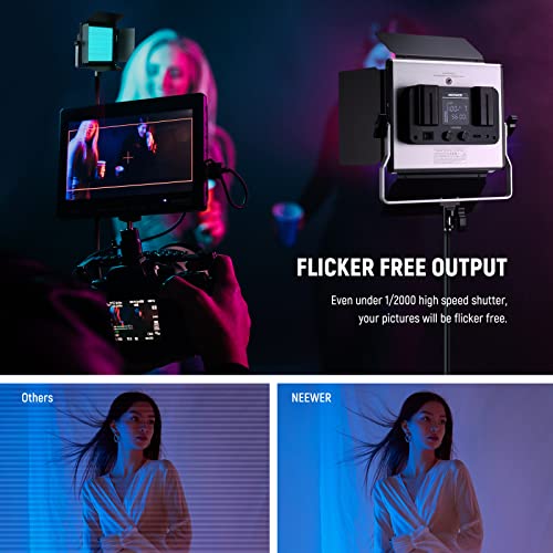 Upgraded 660 PRO II RGB LED Video Light w App Control Tripod Stand (2 Count)