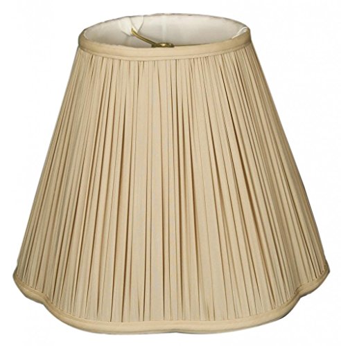 BS-754U-13BG Bottom Scallop Gather Pleat Basic Lamp Shade with UNO Threaded Fitter, 5 x 13 x 9.5, Beige