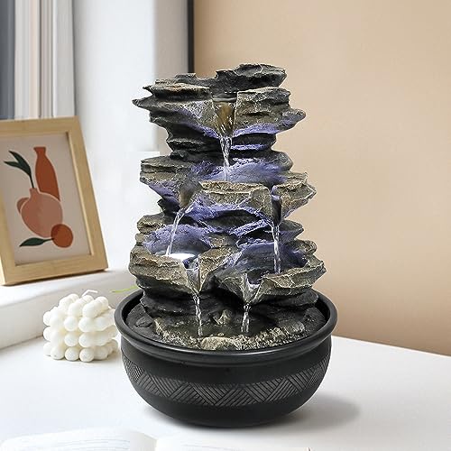 15.7" High Rock Cascading Tabletop Fountain