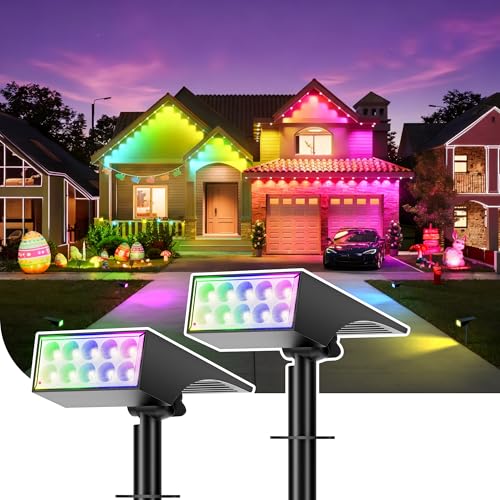 Solar Lights Outdoor Waterproof Landscape Spotlight Color Changing 2 Pack