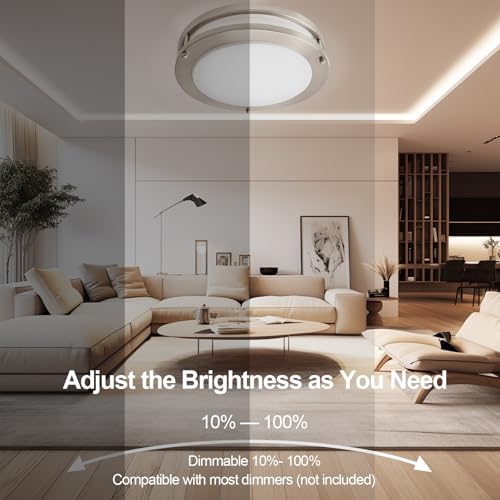10inch LED Flush Mount Ceiling Light Fixture Dimmable Brushed Nickel (4 Count)