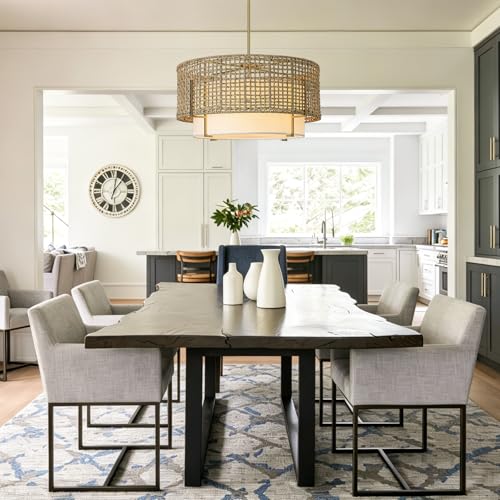 25.6" Large Rattan Chandelier