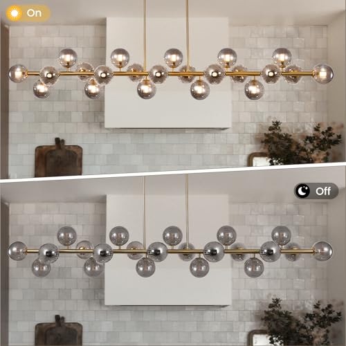 Modern Gold Chandelier Rectangle Pendant Light Sputnik Chandeliers Hanging Light Fixture 16