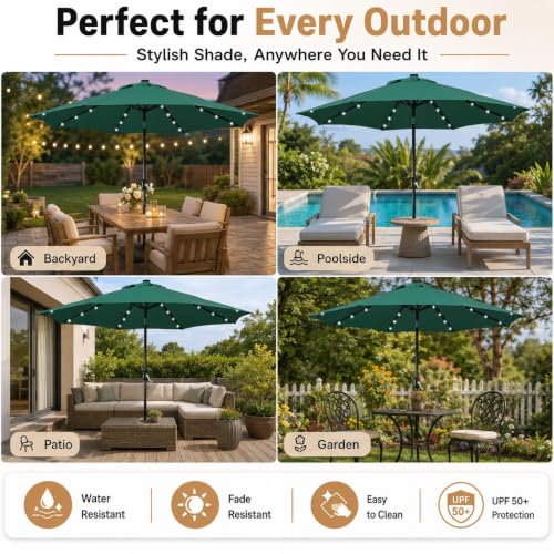 9FT Solar Patio Umbrella w