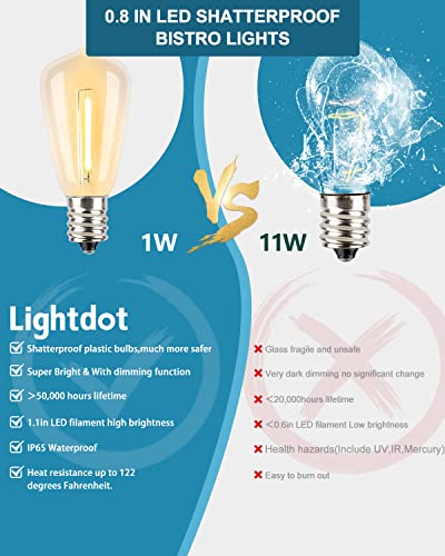 LED Outdoor String Lights 200FT Patio Lights with 96 Shatterproof ST38 Vintage Edison Bulbs (96 Foot)