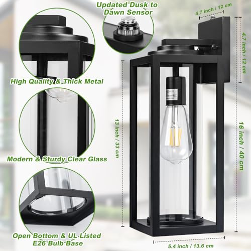 Large Dusk to Dawn Outdoor Wall Lights (2 Count)