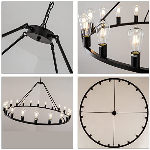 48” 20 Light Extra Large Wagon Wheel Chandelier